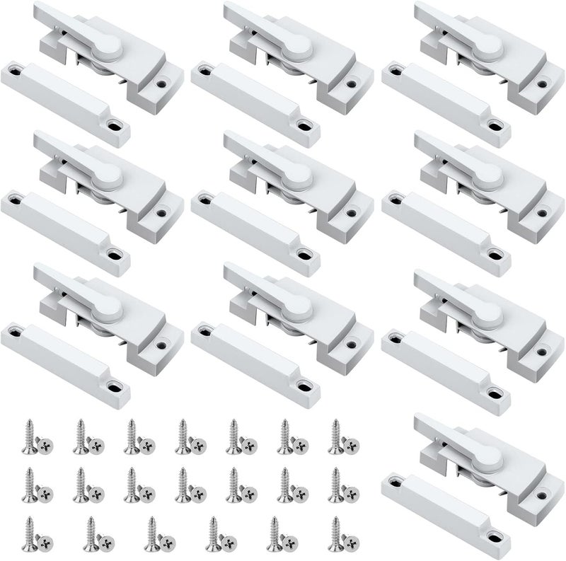 HIMOMO Window Sash Locks, 10 Pack Cam Action White Window Locks, Window Latches with Keeper Diecast Sliding Window Parts Replacement Sash Locks for Sliding Windows Double Hung Windows - Image 1